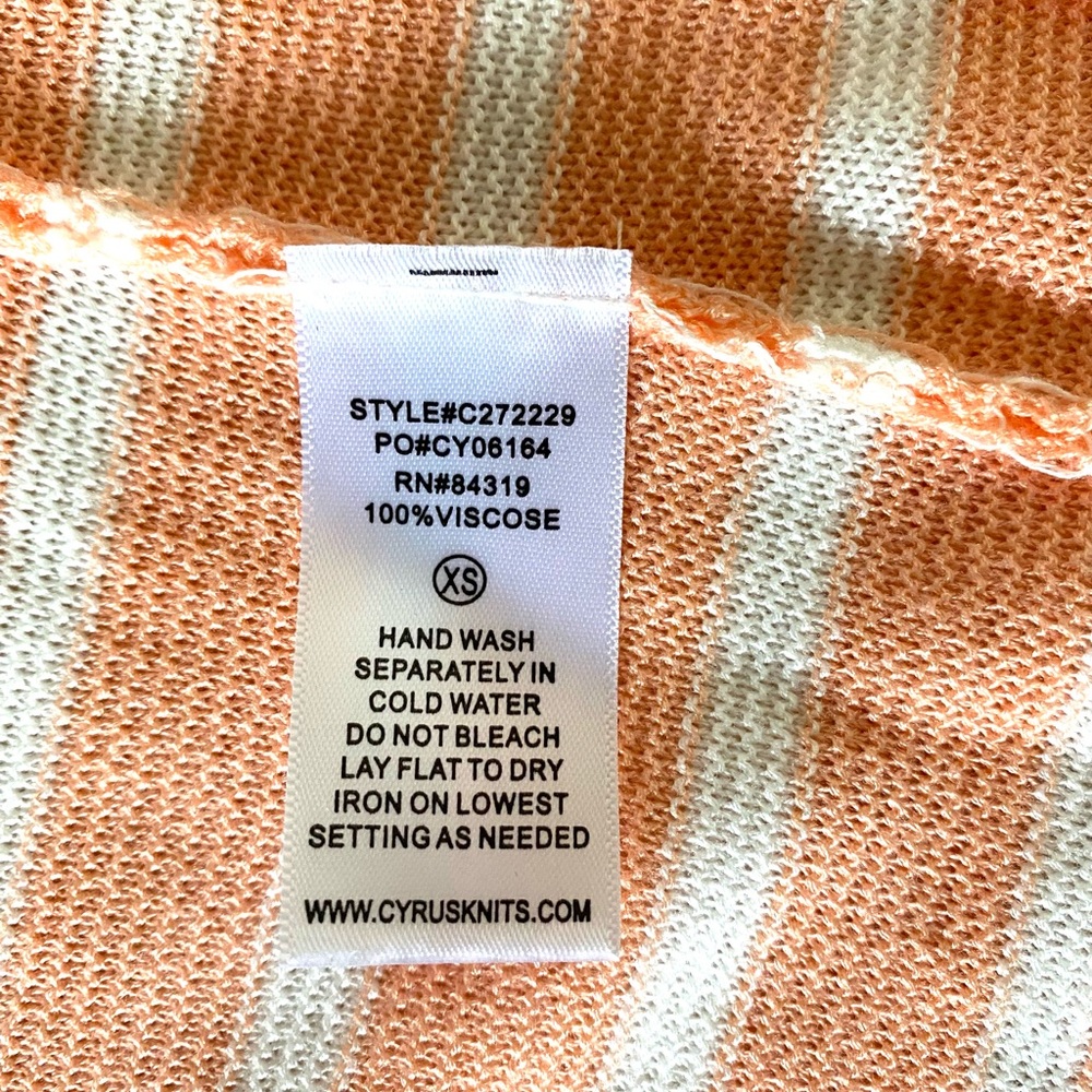 NWT $79 Cyrus peach + white long cardigan 100% viscose (size XS) - Picture 8 of 8